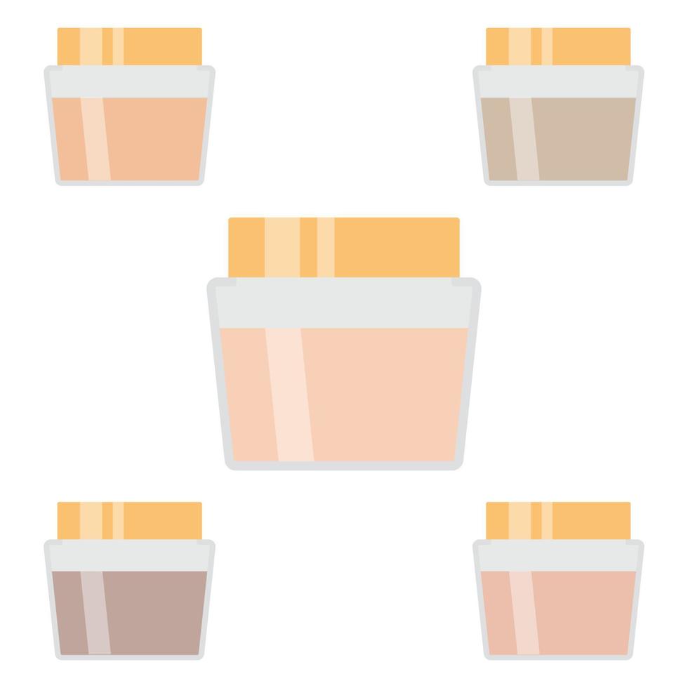 Set of makeup items. Five creams for the skin. Vector illustration.