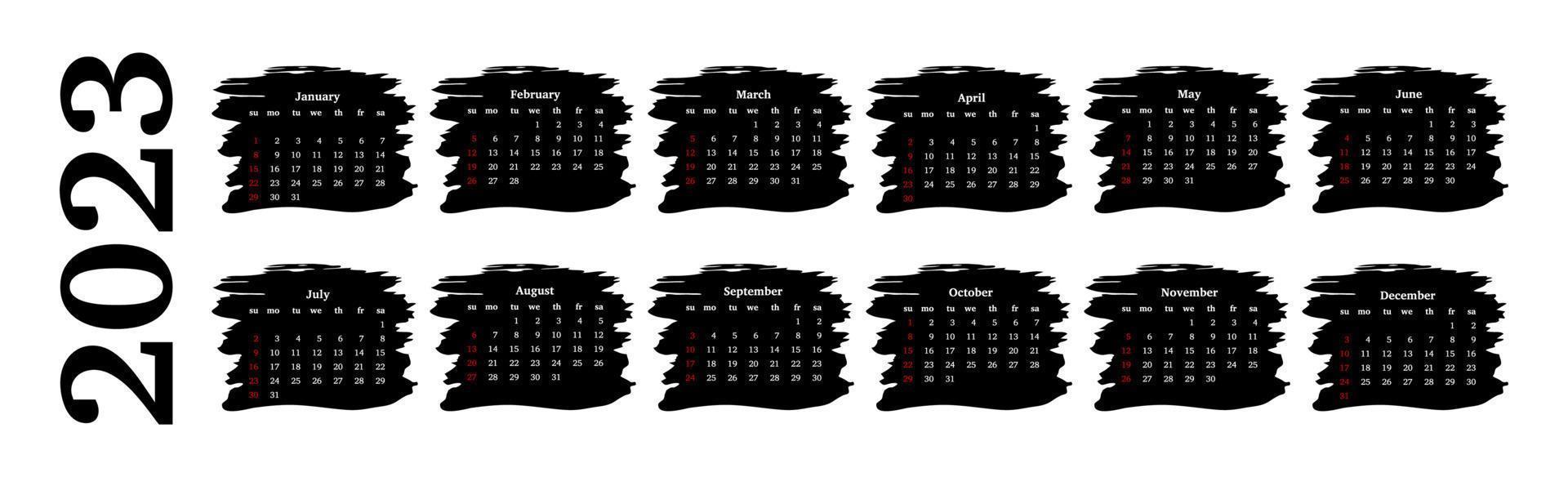 calendario horizontal para 2023 aislado en un fondo blanco. domingo a lunes, plantilla de negocio. ilustración vectorial vector