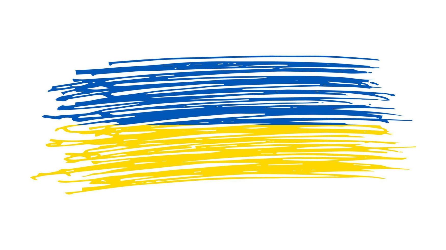 Ukrainian national flag in grunge style. Drawn by pen flag of Ukraine. Vector illustration