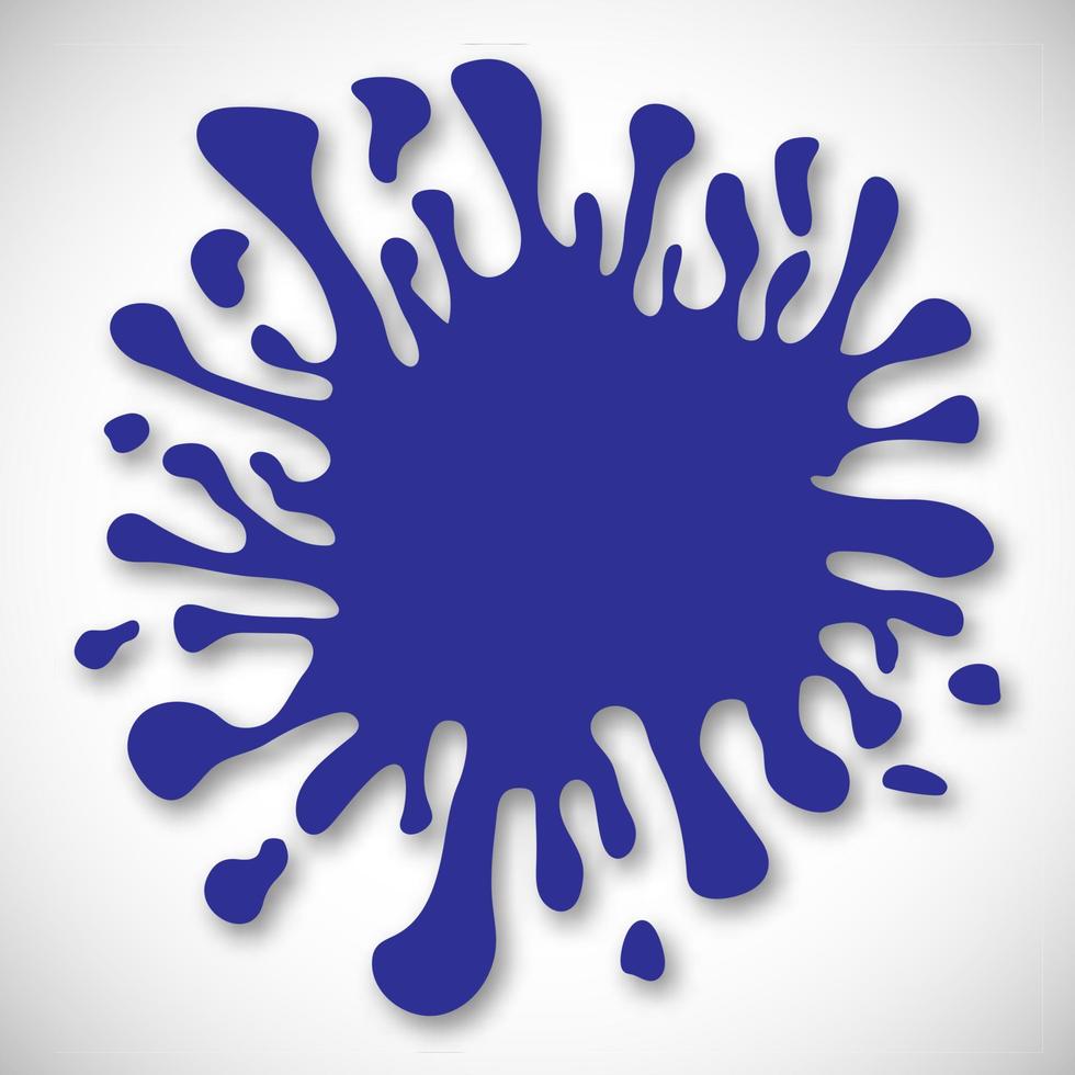 Blue Hand Drawn Paint Splash with small splashes and shadows. Vector illustration