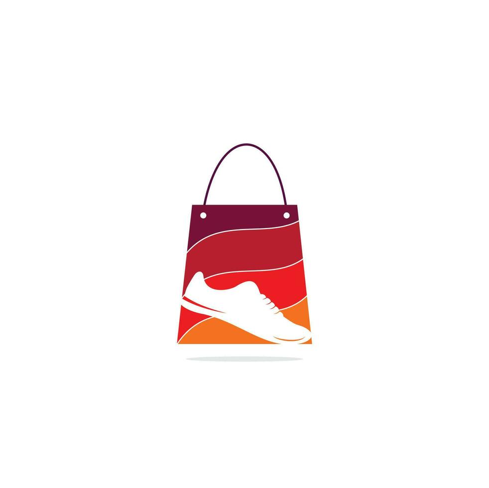 diseño del logotipo vectorial de la bolsa de la compra de zapatos. logotipo de bolsa de compras vector