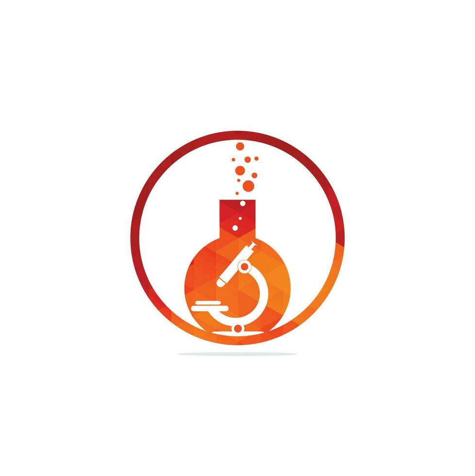 Flask Laboratory Glass Icon Vector Logo Template Illustration Design. laboratory logo. laboratory microscope logo. lab beaker and microscope logo.