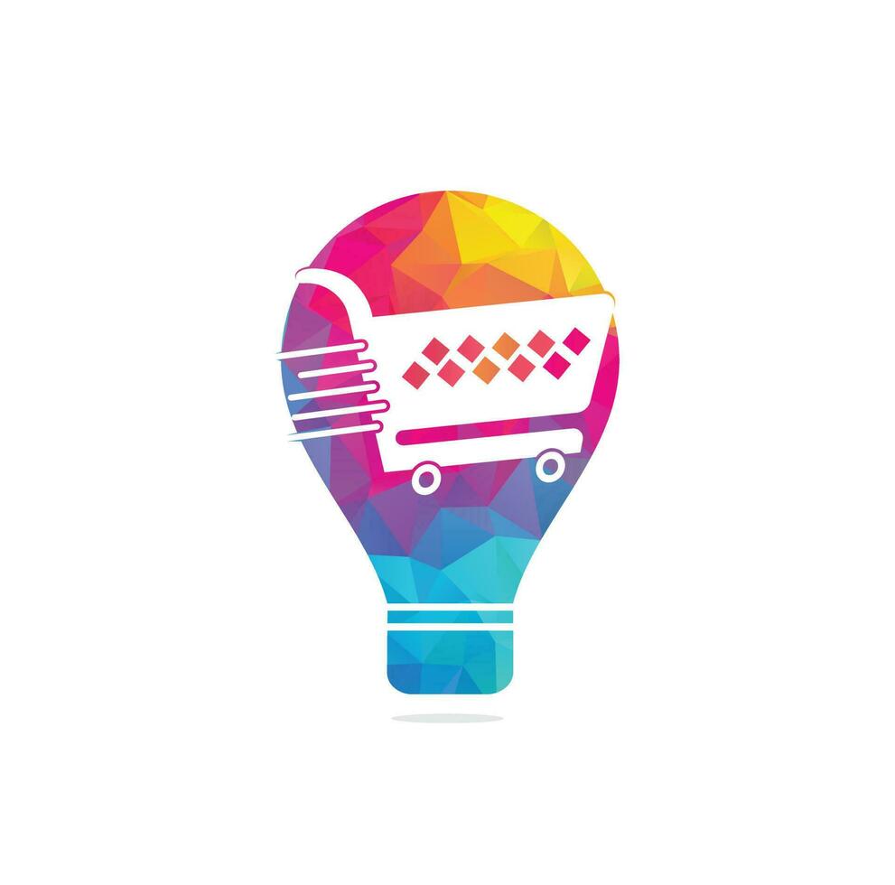 Shopping cart bulb shape concept vector logo design. Shopping logo design. On-line shopping app icon.