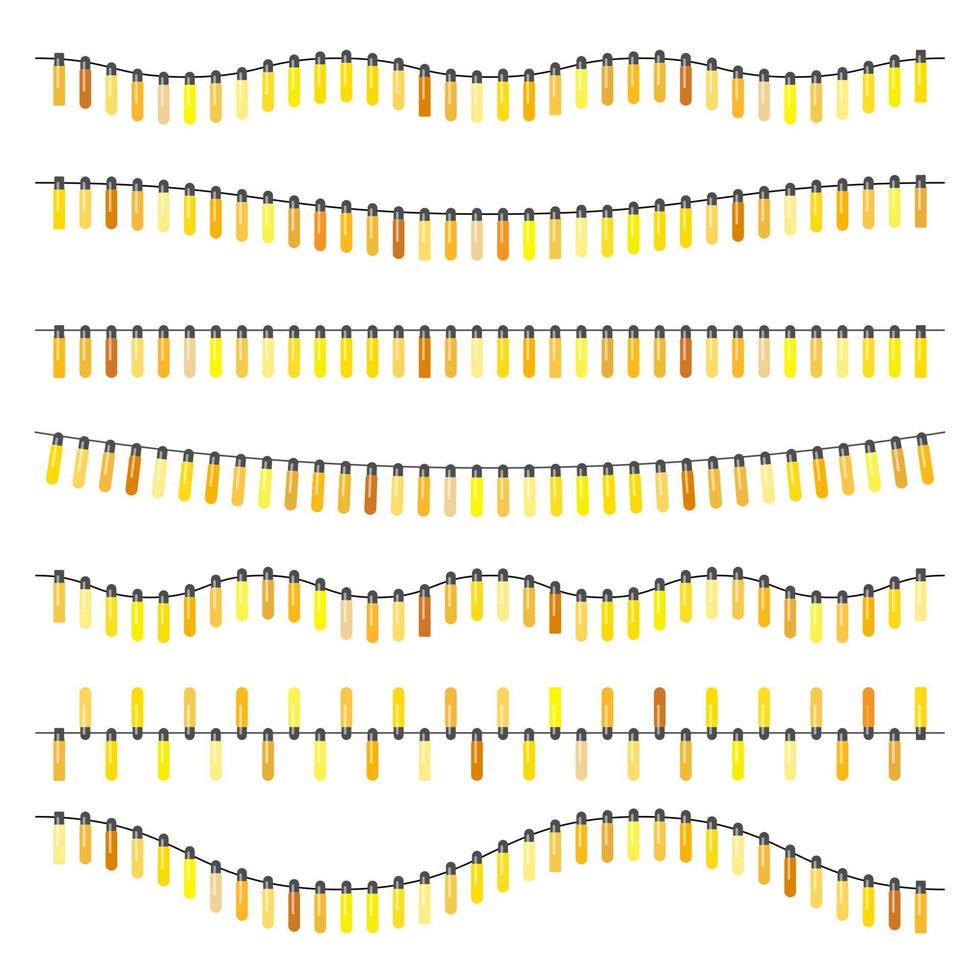 Garland with yellow light bulbs on a white background. Vector illustration.