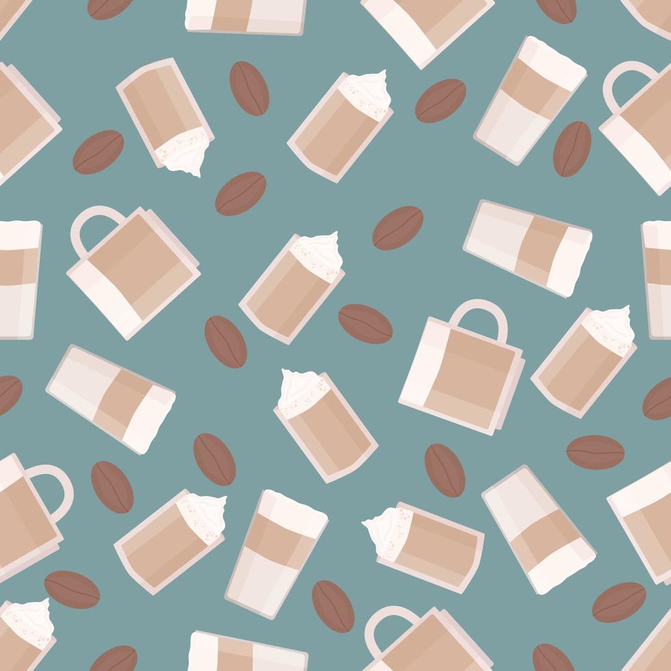 Coffee cups vector pattern. Vector illustration seamless pattern.