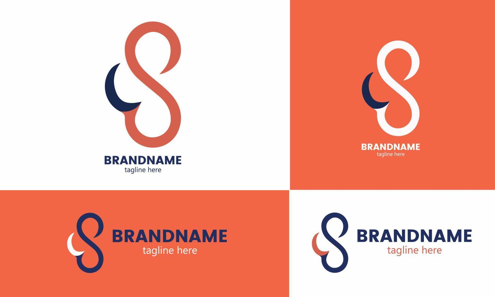 SC Logo. Letter Design Vector with Orange, White and Black Colors. Linear minimal stylish emblem. Luxury elegant vector, letter SC, and symbol.