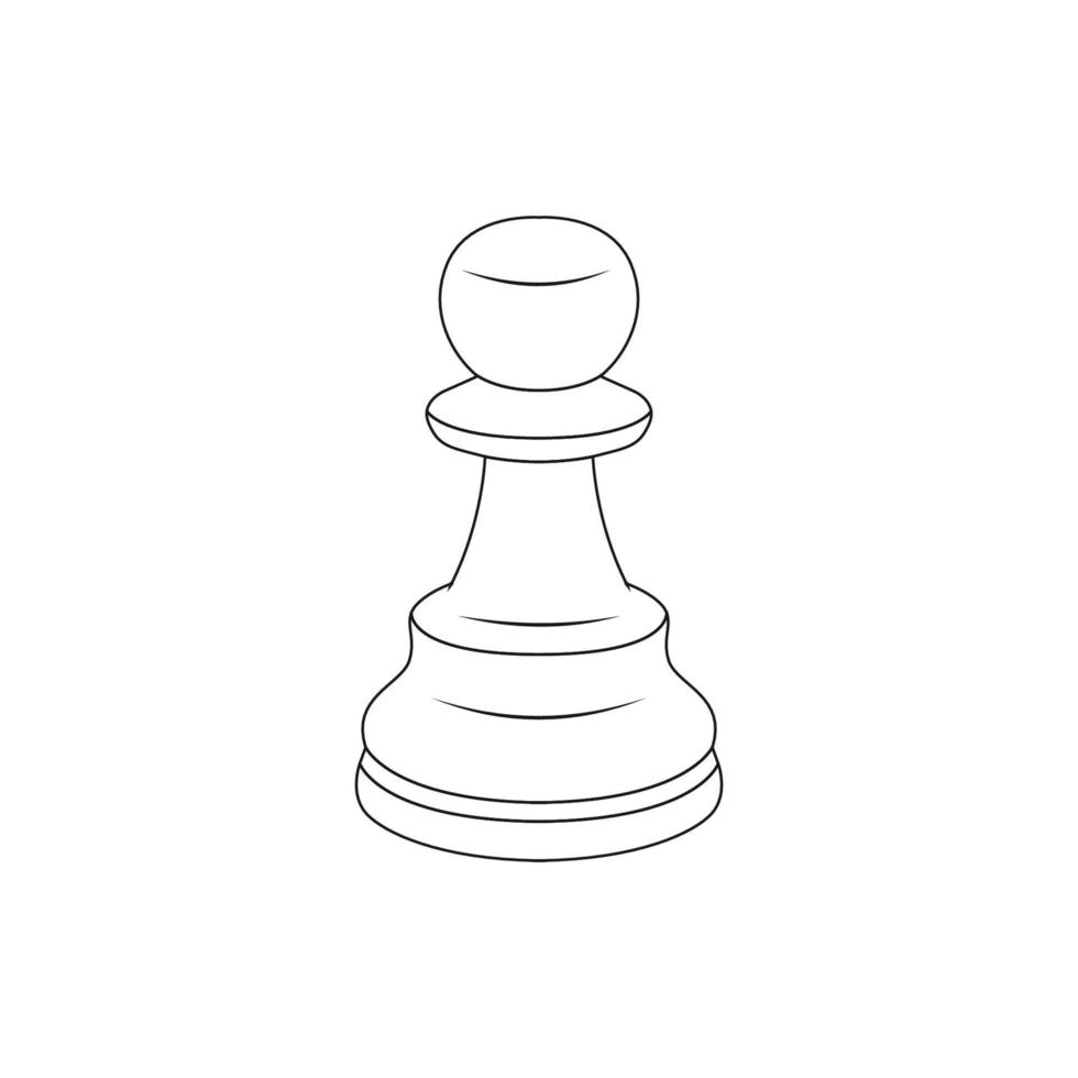 Chess Pawn Outline Icon Illustration on White Background vector
