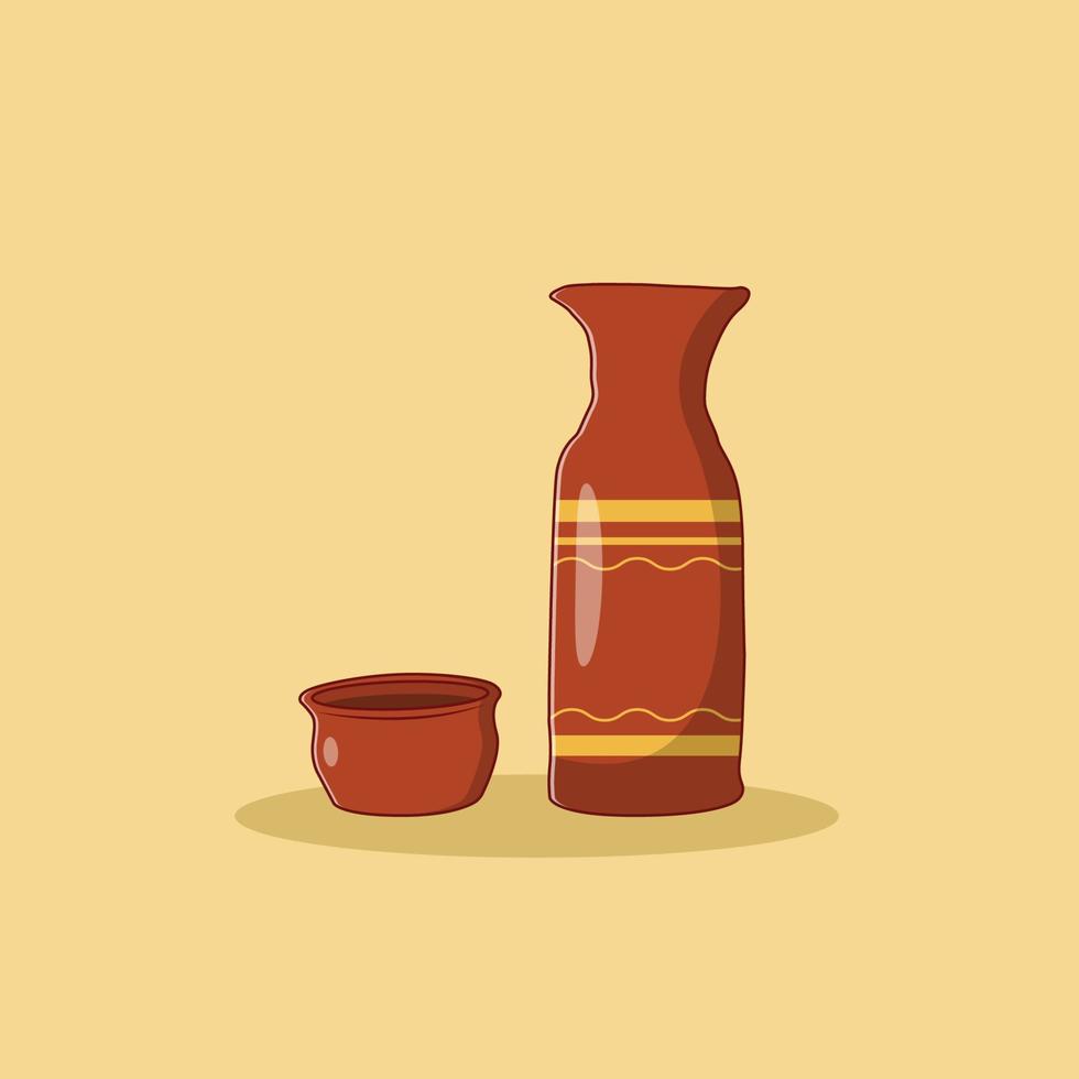 Clay Water Jug Vector Icon Illustration. Pottery Vector. Flat Cartoon Style Suitable for Web Landing Page, Banner, Flyer, Sticker, Wallpaper, Background