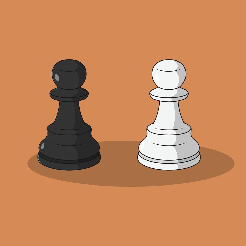 chess pawn black and white vector icon illustration flat style on orange background for web, landing page, banner, sticker, ads, advertisement, flier