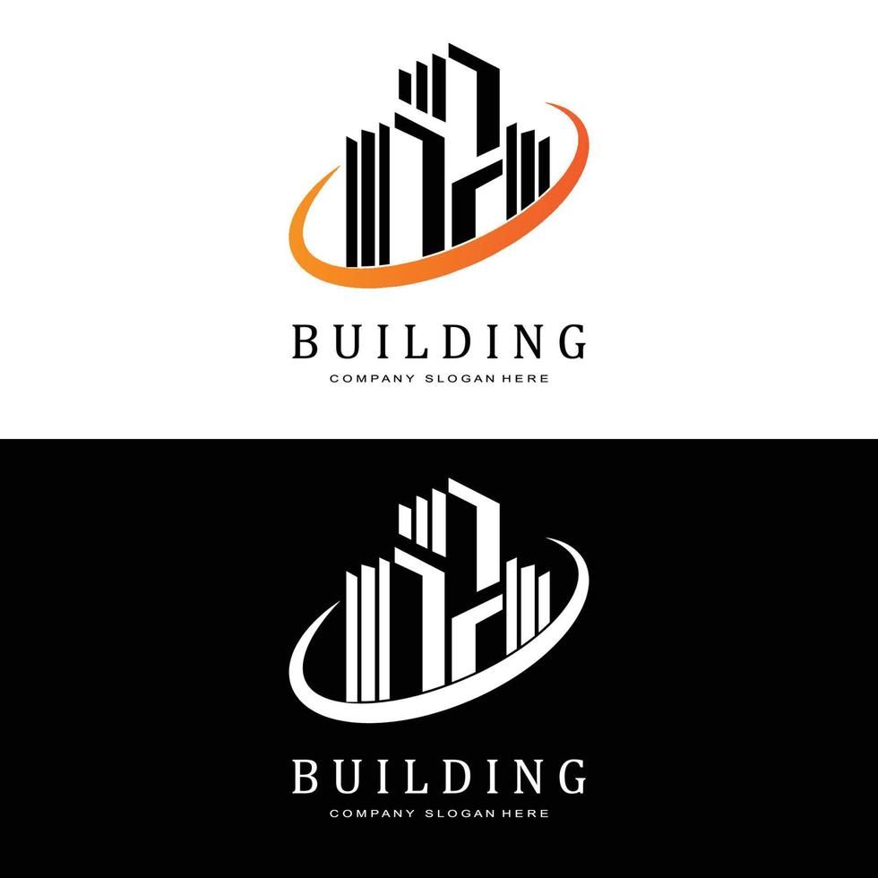 logotipo de construcción, vector de arquitecto residencial, diseño adecuado para la construcción de edificios, apartamento, vivienda