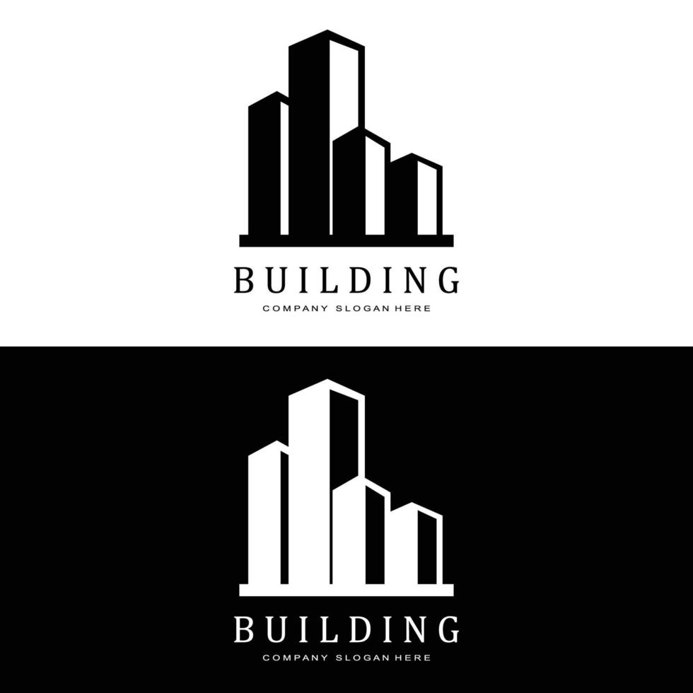 logotipo de construcción, vector de arquitecto residencial, diseño adecuado para la construcción de edificios, apartamento, vivienda