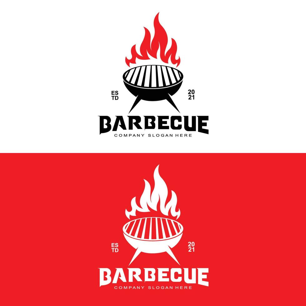 Barbeque Grill Logo, Grilled Food Vector, Design Suitable For Restaurant, Grill Shop, Smoked Meat vector