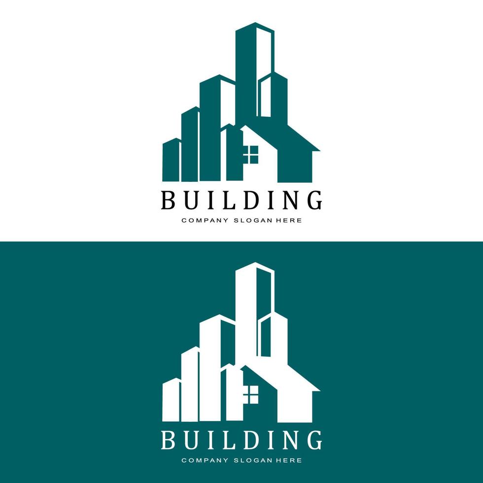 logotipo de construcción, vector de arquitecto residencial, diseño adecuado para la construcción de edificios, apartamento, vivienda