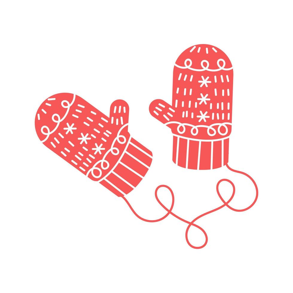 Cute Christmas mittens. Decorative mittens. Vector illustration. Flat design winter holiday designs.