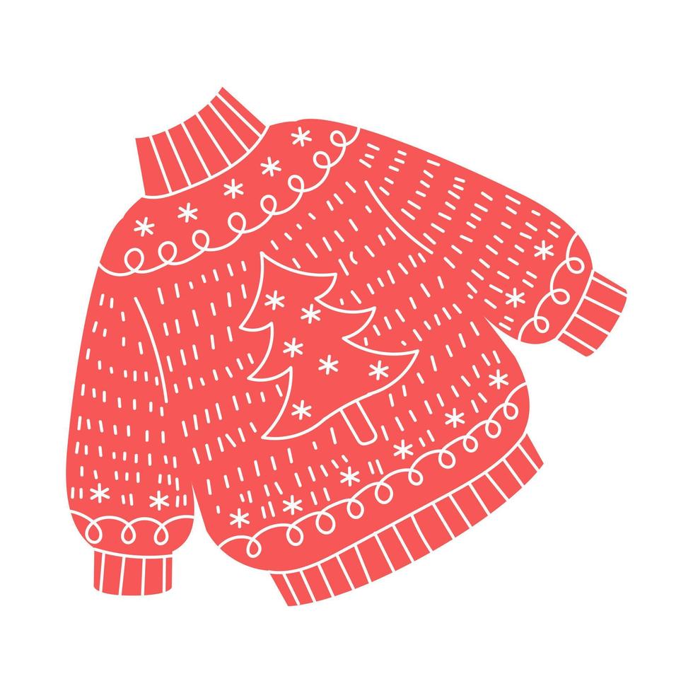 Ugly Sweater flat vector illustration isolated on white background. Cute for winter holidays designs.