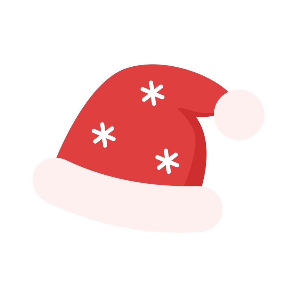 Cute Santa hat in flat style. Isolated on white background vector illustration.