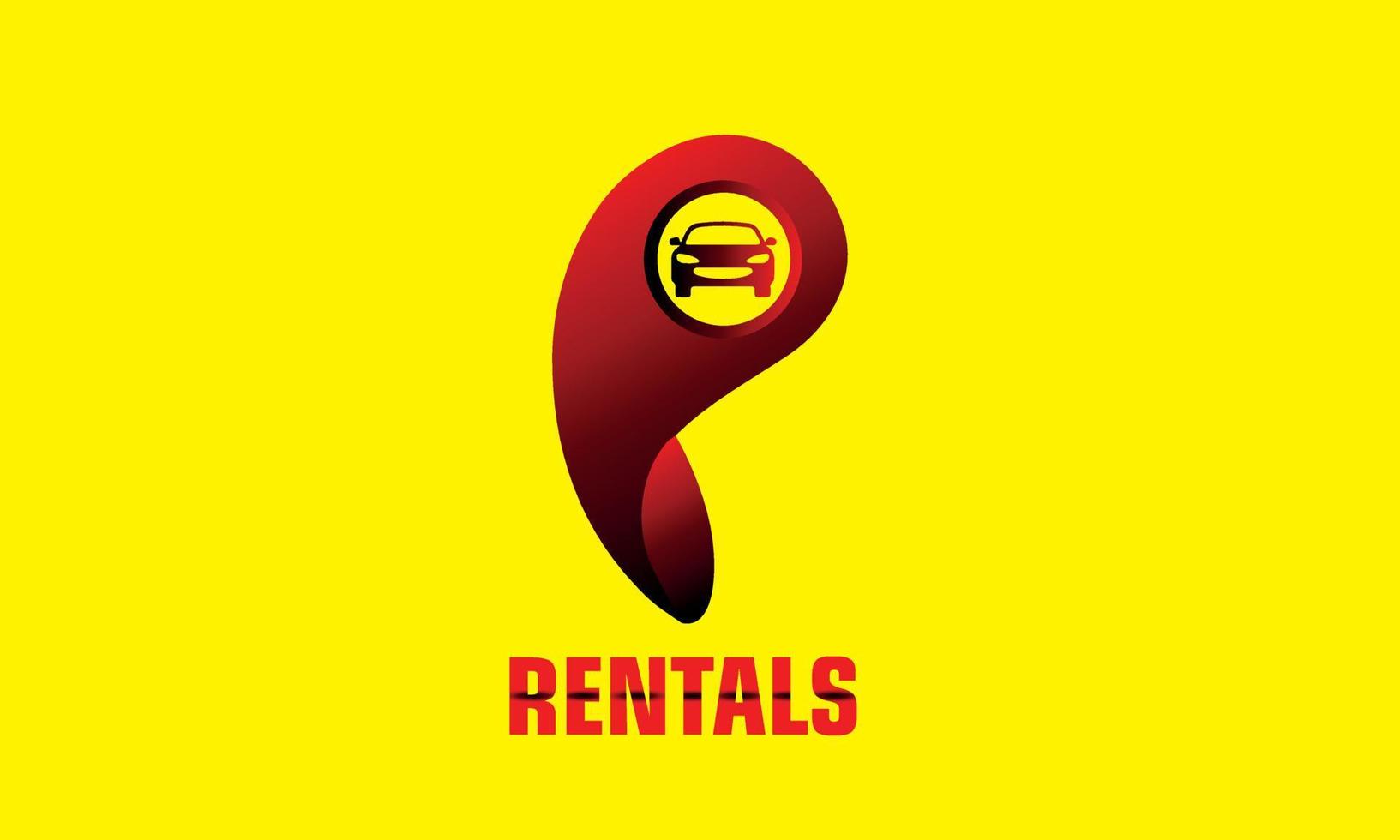 Car rental logo vector image with location marker on yellow background.