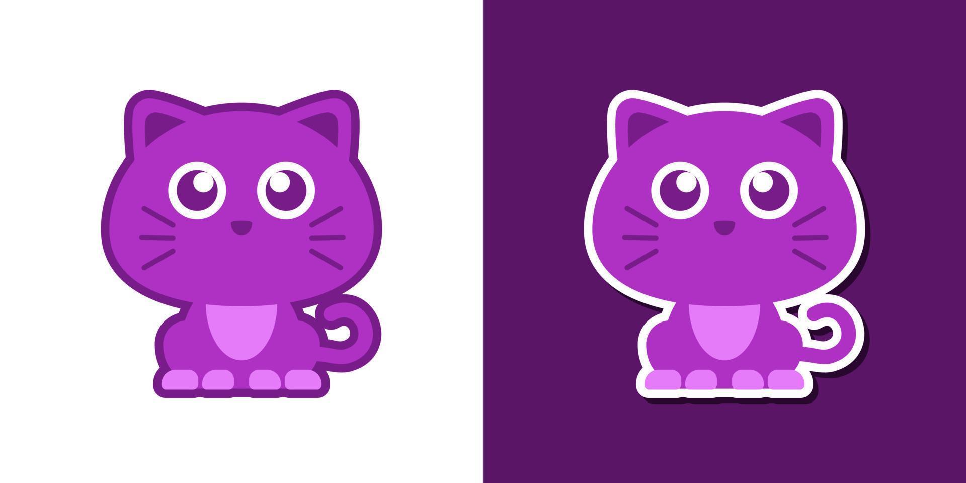 Cat kitten kawaii cartoon vector icon concept. Flat illustration style for mascot, sticker, logo and icon.