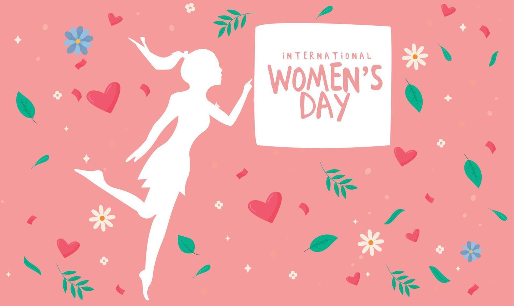 International Women's Day 8 march with frame of flower and leaves , Paper art style. Women's day banner for product demonstration. Pink pedestal or podium with number 8 and hearts on pink background. vector