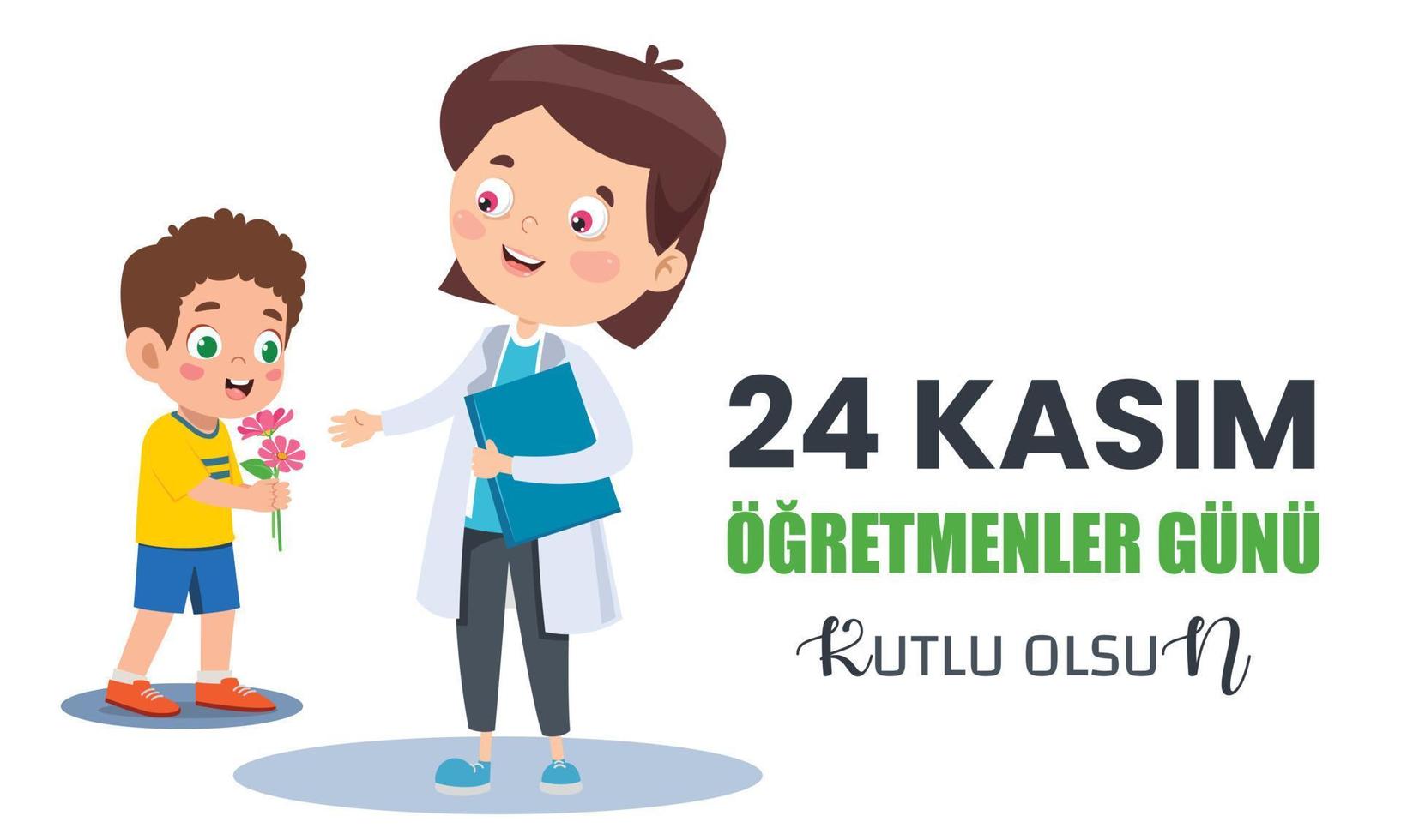 24 kasim ogretmenler gunu kutlu olsun, feliz 24 de noviembre día del maestro. 24 de noviembre feliz día del maestro. ilustración vectorial vector