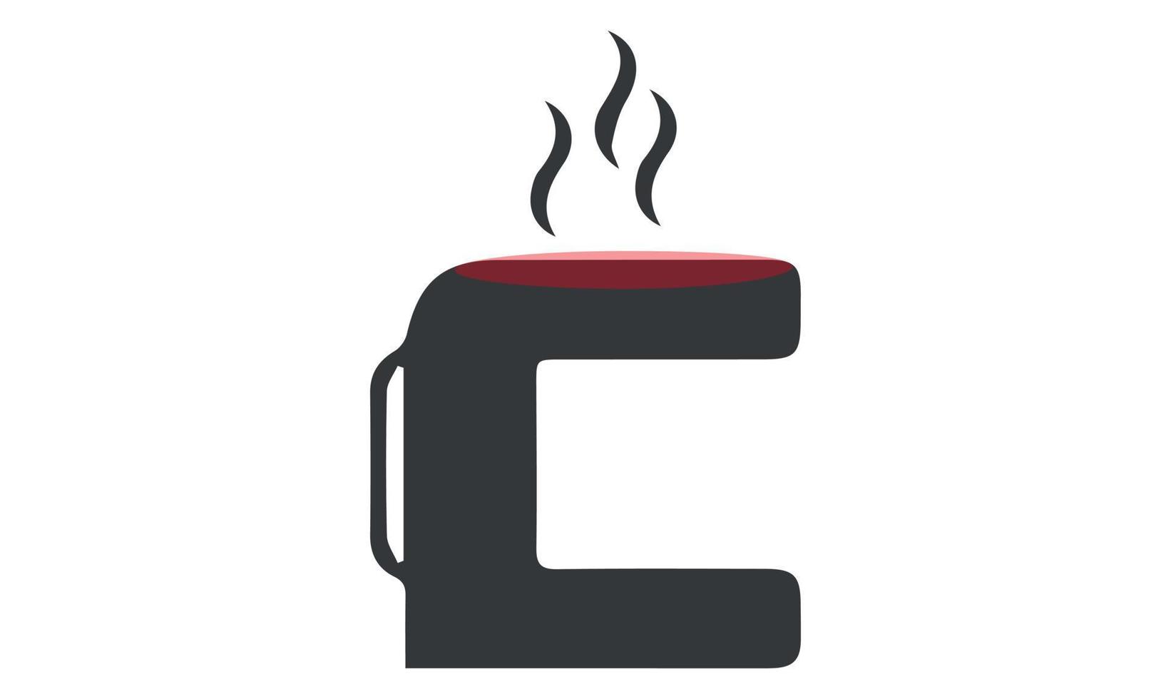 Illustration of a cute letter C with a coffee mug.C letter for logo. vector