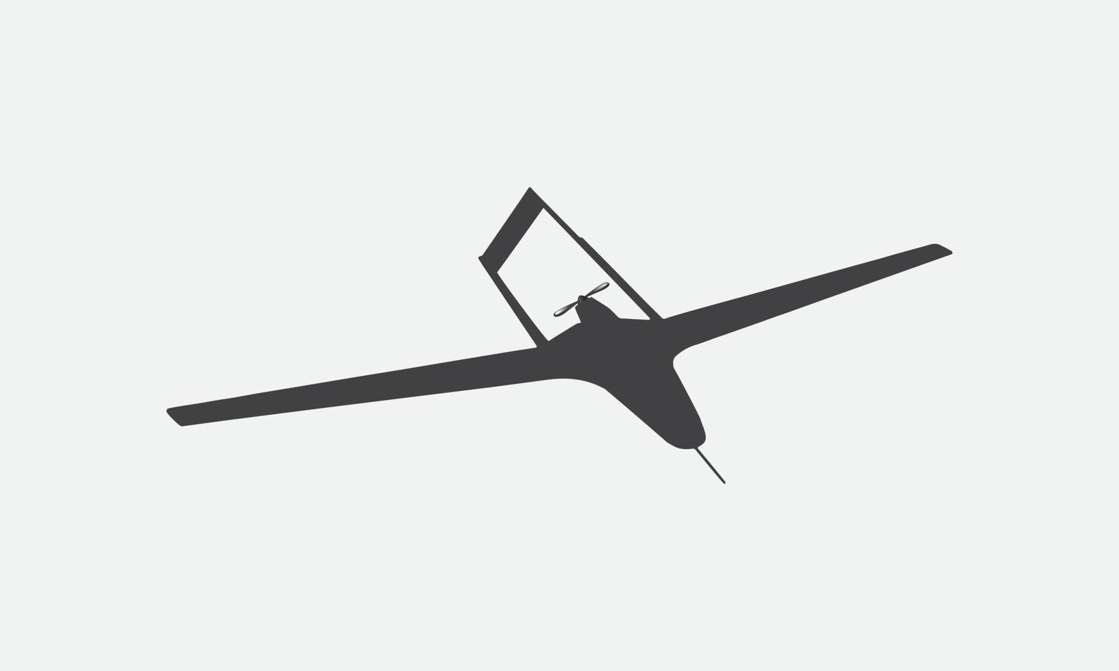 Bayraktar TB2 unmanned aerial vehicle SIHA silhouette vector on a white background.Vector drawing of unmanned combat aerial vehicle. Side view. Image for illustration and infographics.