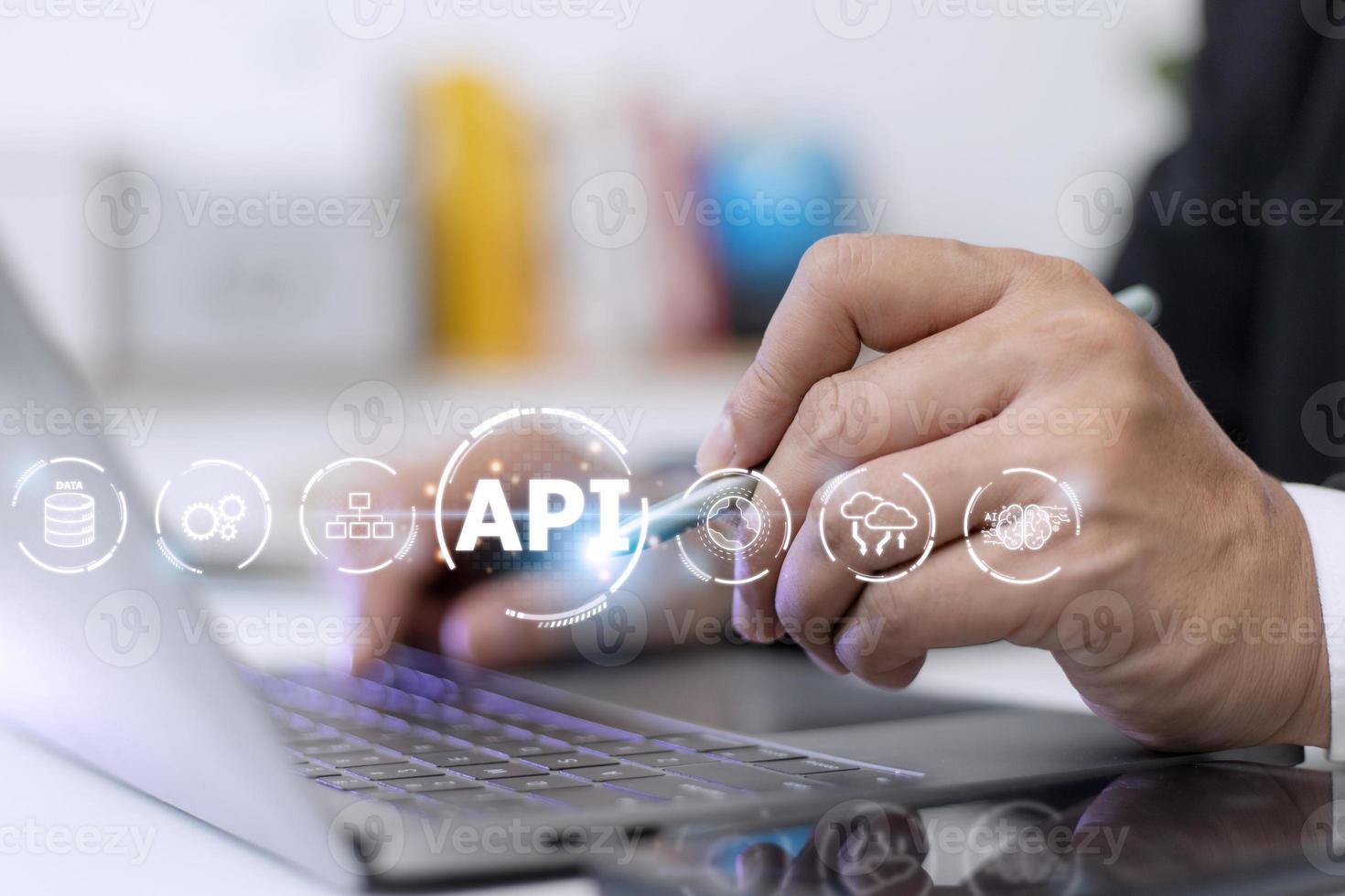 API - Application Programming Interface. Software development tool. Business, modern technology, internet and networking concept. photo
