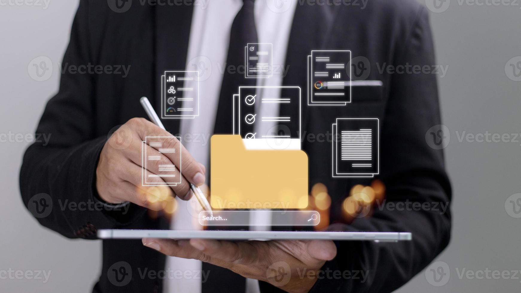 Uploading documents from folder. Open File folder with flying blank documents. Data transfer backup, File Sharing, Document Transferring concept photo