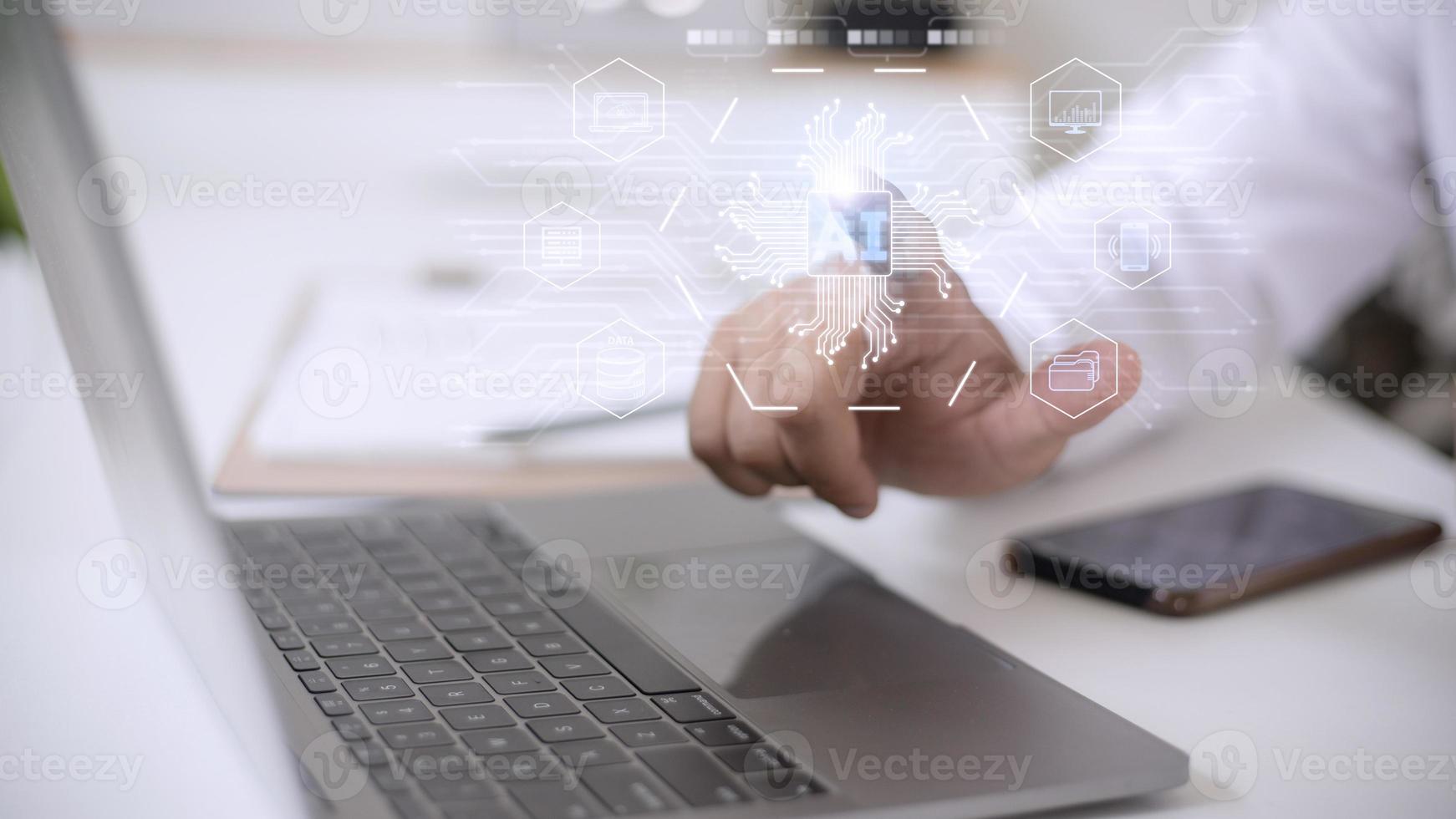 Digital transformation technology strategy, IoT, internet of things. transformation of ideas and the adoption of technology in business in the digital age, enhancing global business capabilities. Ai photo