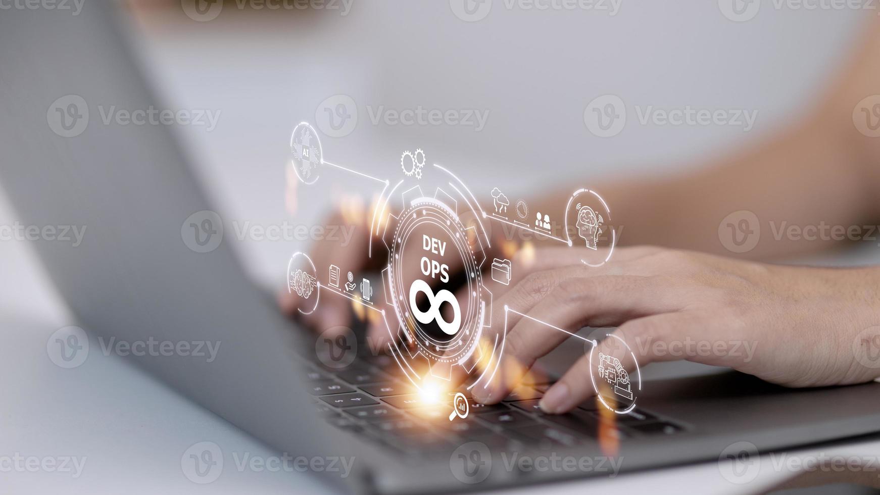 concepto devops, desarrollo de software y operaciones de ti, programación ágil foto