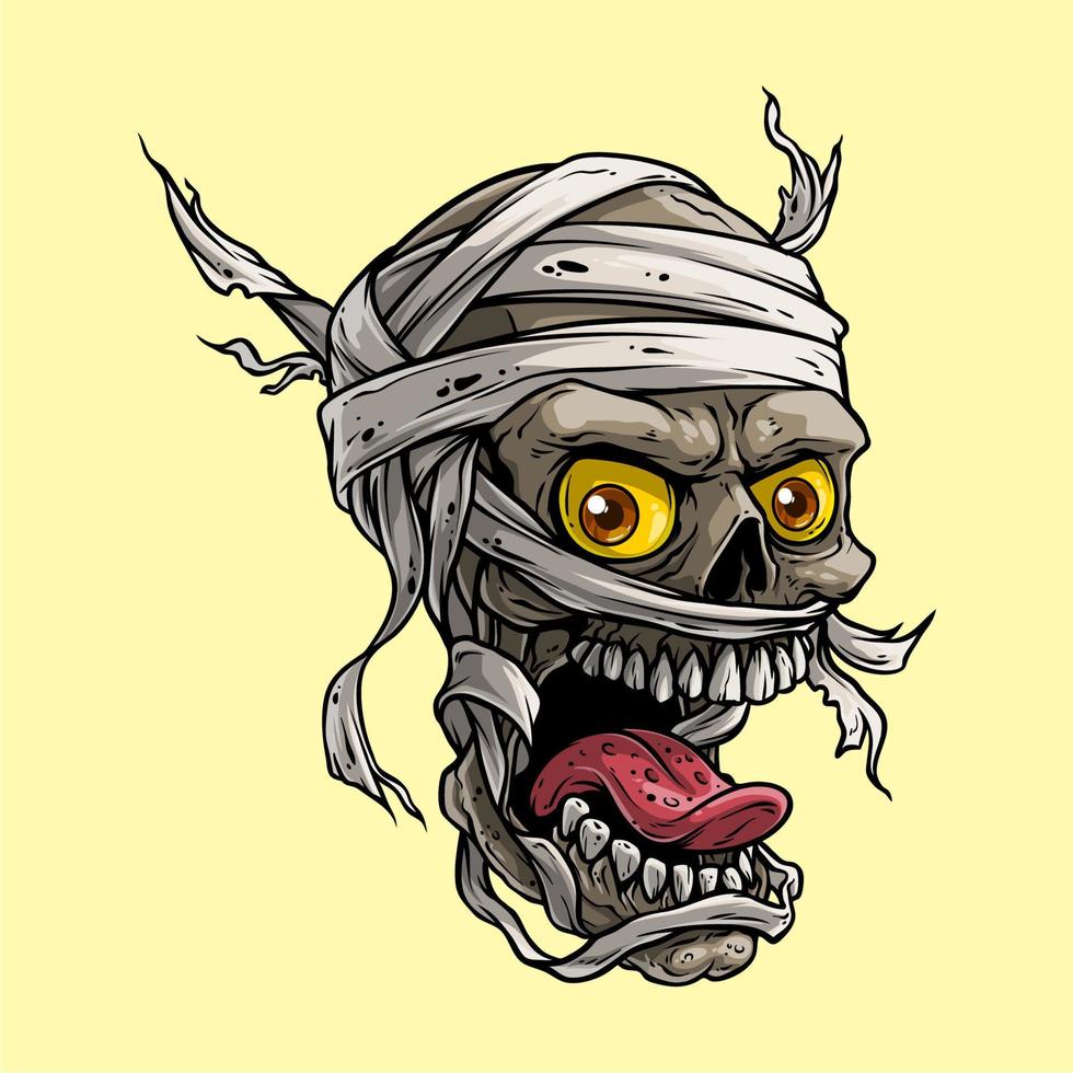 Vector illustration of a mummy skull