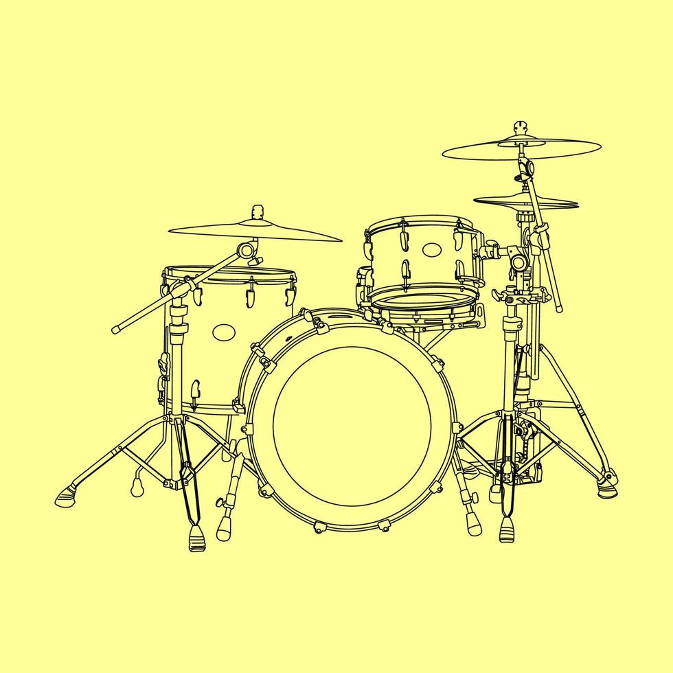 Vector illustration of musical instrument drum set