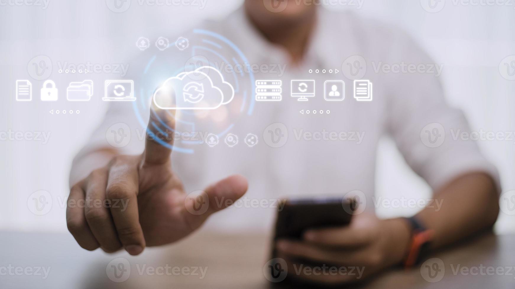 Cloud technology concept. Computing data storage. Software infrastructure. photo