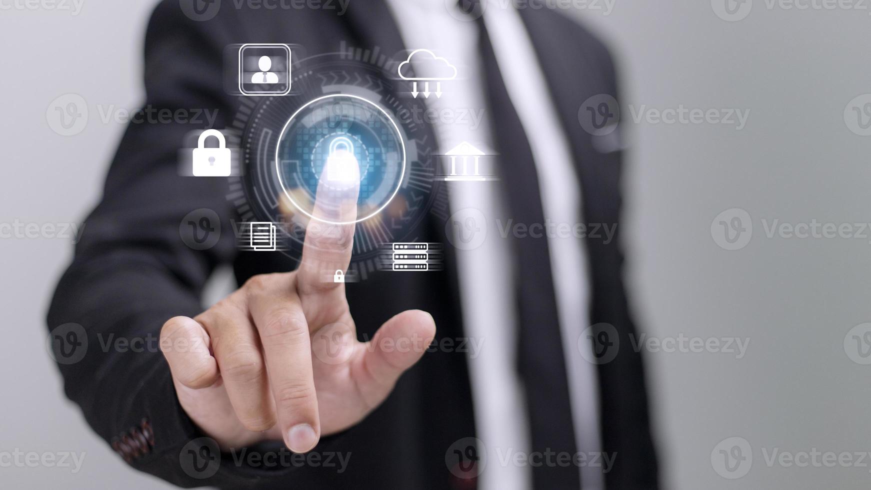 Cyber Protection Data Security Internet Privacy Internet technology concept on virtual screen. photo