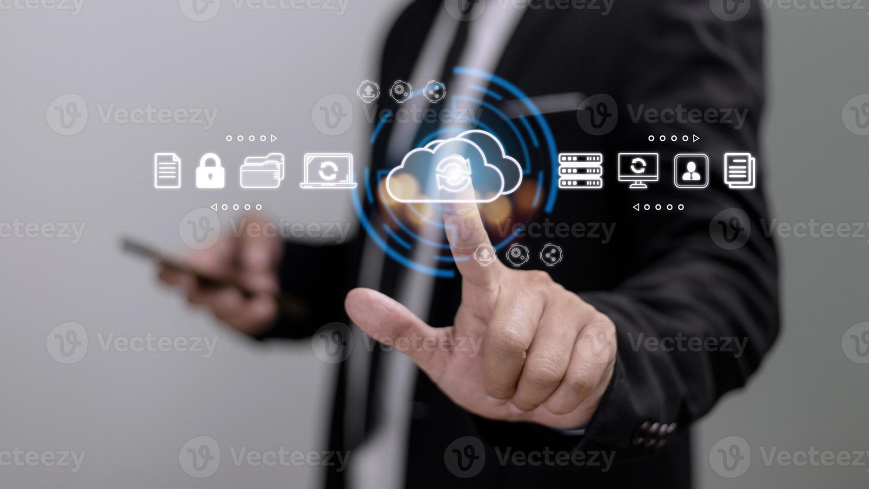 Cloud technology concept. Computing data storage. Software infrastructure. photo
