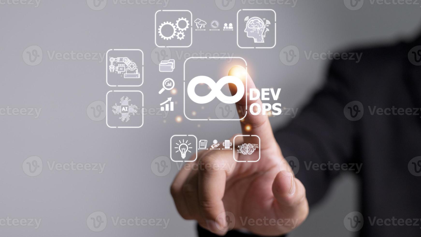 concepto devops, desarrollo de software y operaciones de ti, programación ágil foto