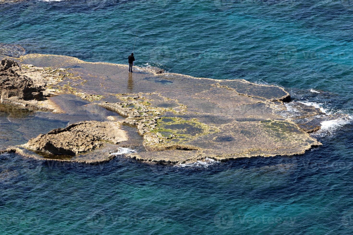 Coast of the Mediterranean Sea in northern Israel. photo