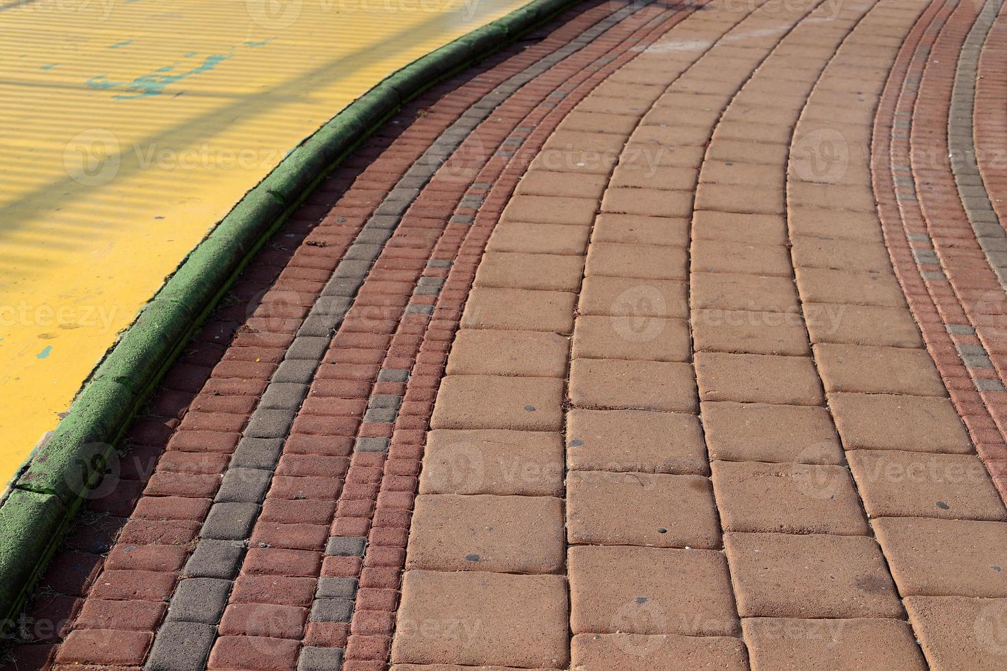 Pavement along the road for pedestrian traffic. photo