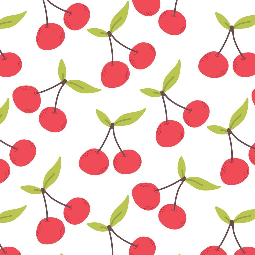 Seamless pattern with cherry. Vector illustration. Pattern with berries. Cartoon style.