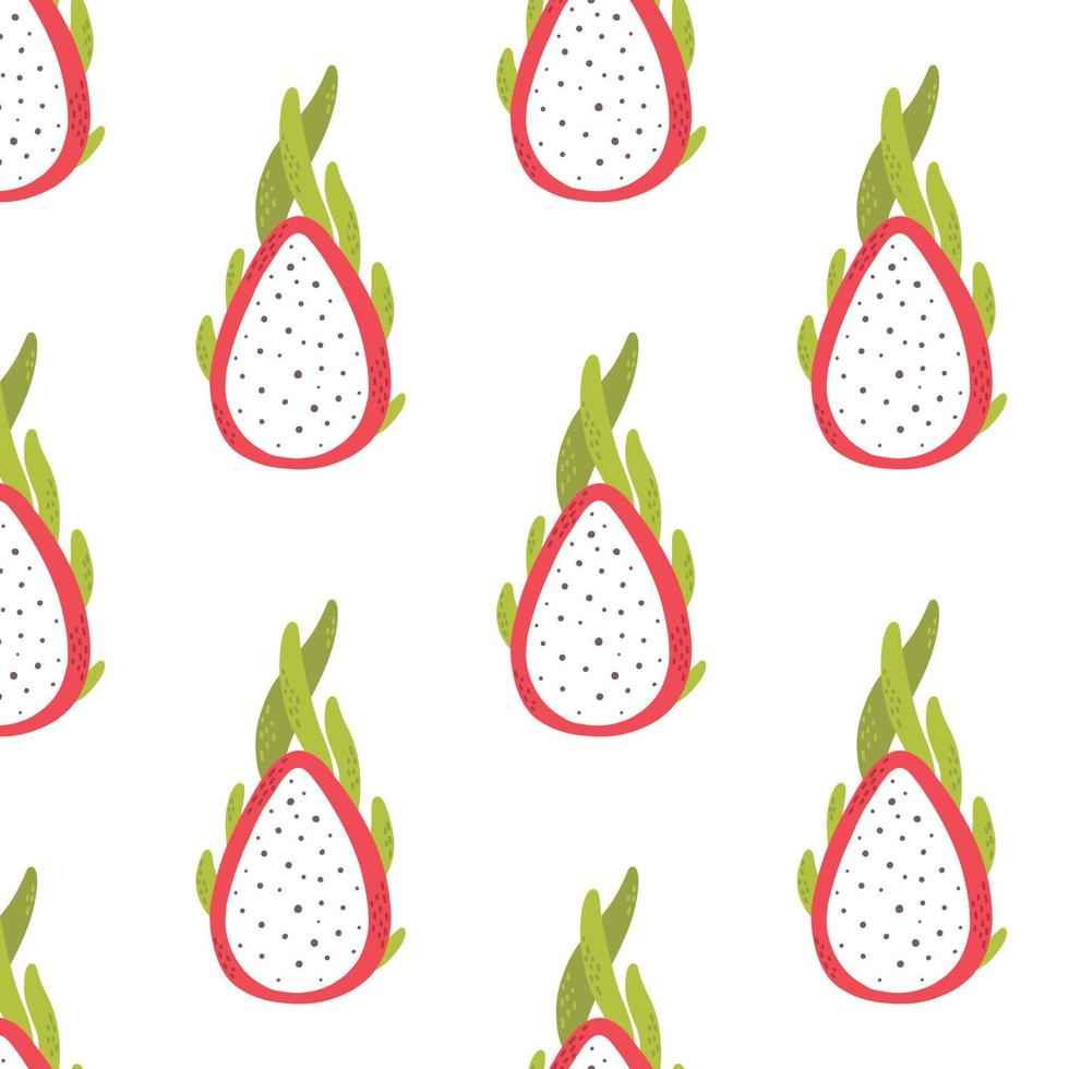 Seamless pattern with dragon fruit. Vector illustration. Pattern with fruits. Cartoon style.