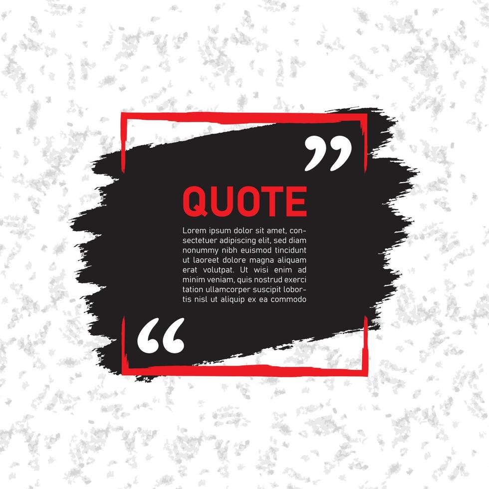 Modern communication quote frame on white with abstract red and black brush stroke vector