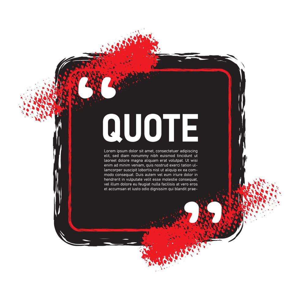 Modern communication quote frame on white with abstract red and black brush stroke vector