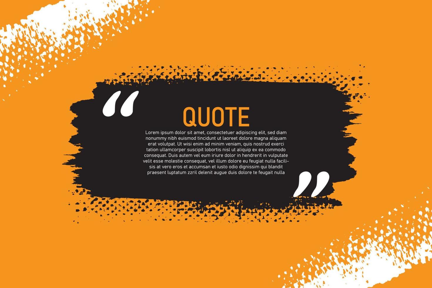 Modern communication quote frame on orange with abstract black and white brush stroke vector