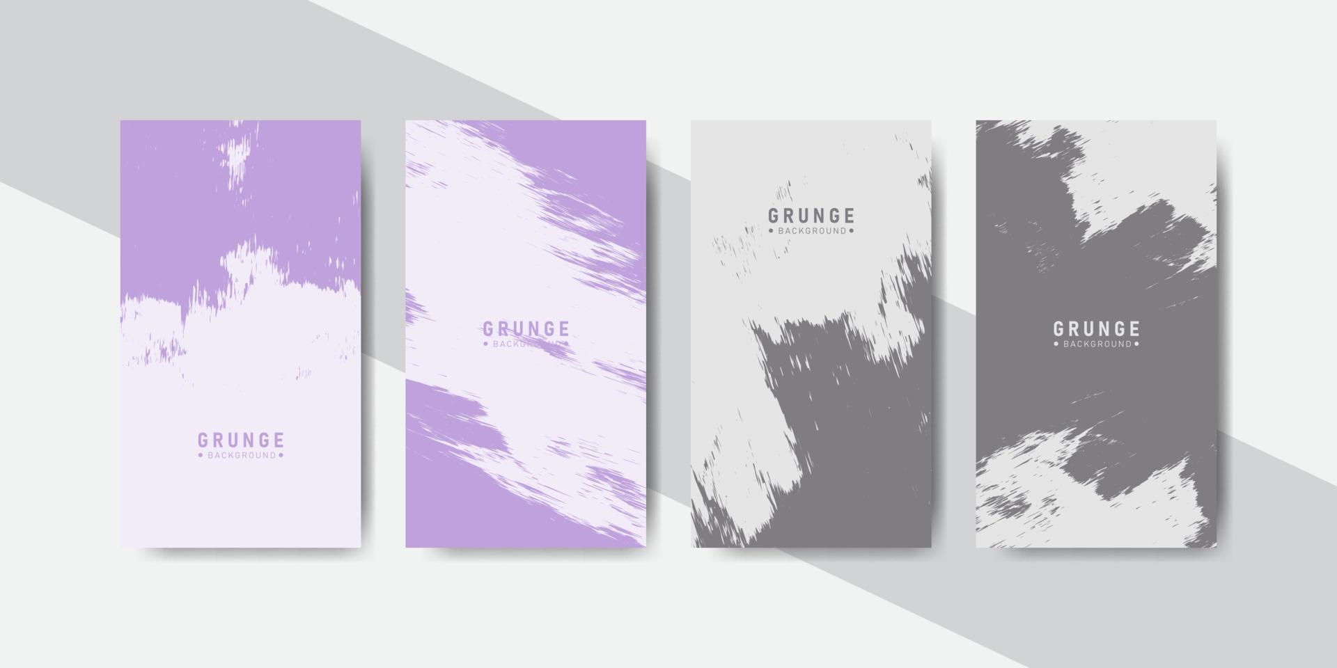 purple and grey pastel colors abstract grunge banners collection for social media template stories vector