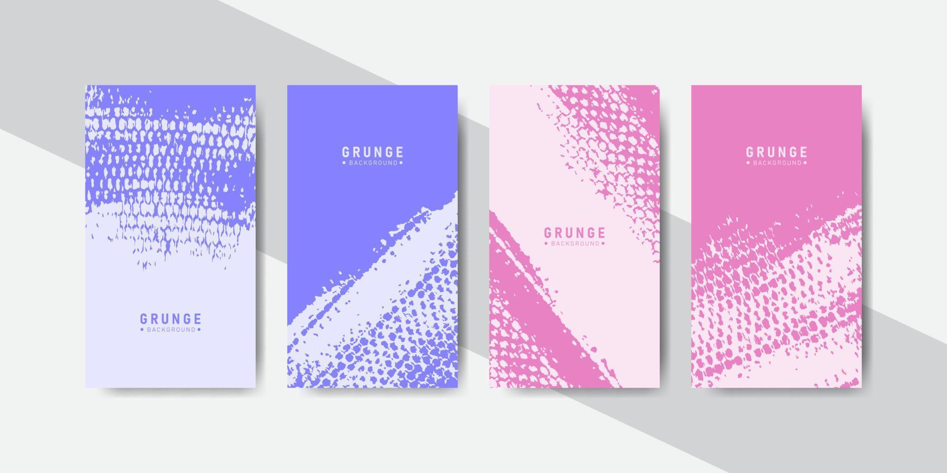 colección de pancartas grunge abstracta de colores pastel púrpura y rosa para historias de plantillas de redes sociales vector