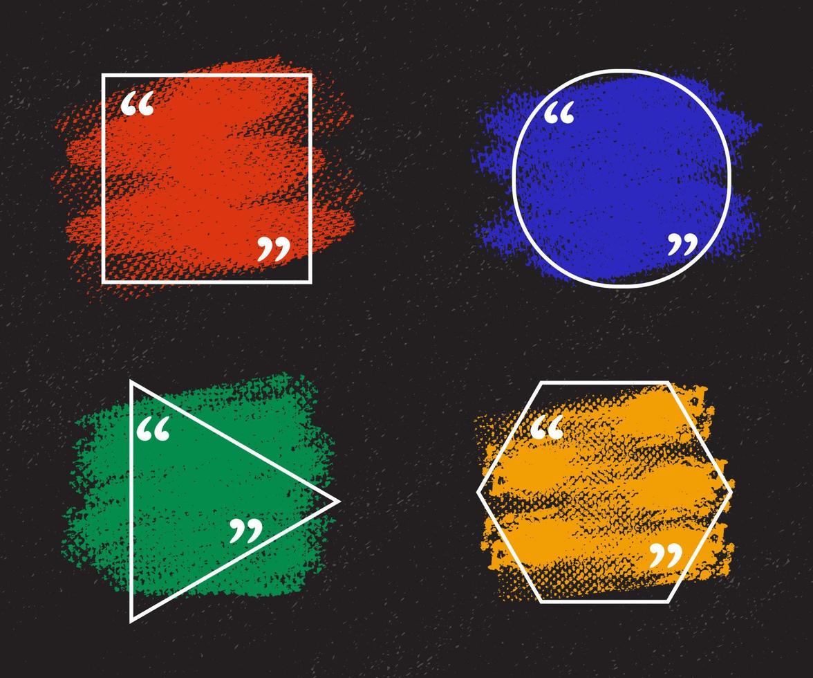 Colorful quotes boxes template in geometric shapes grunge style vector