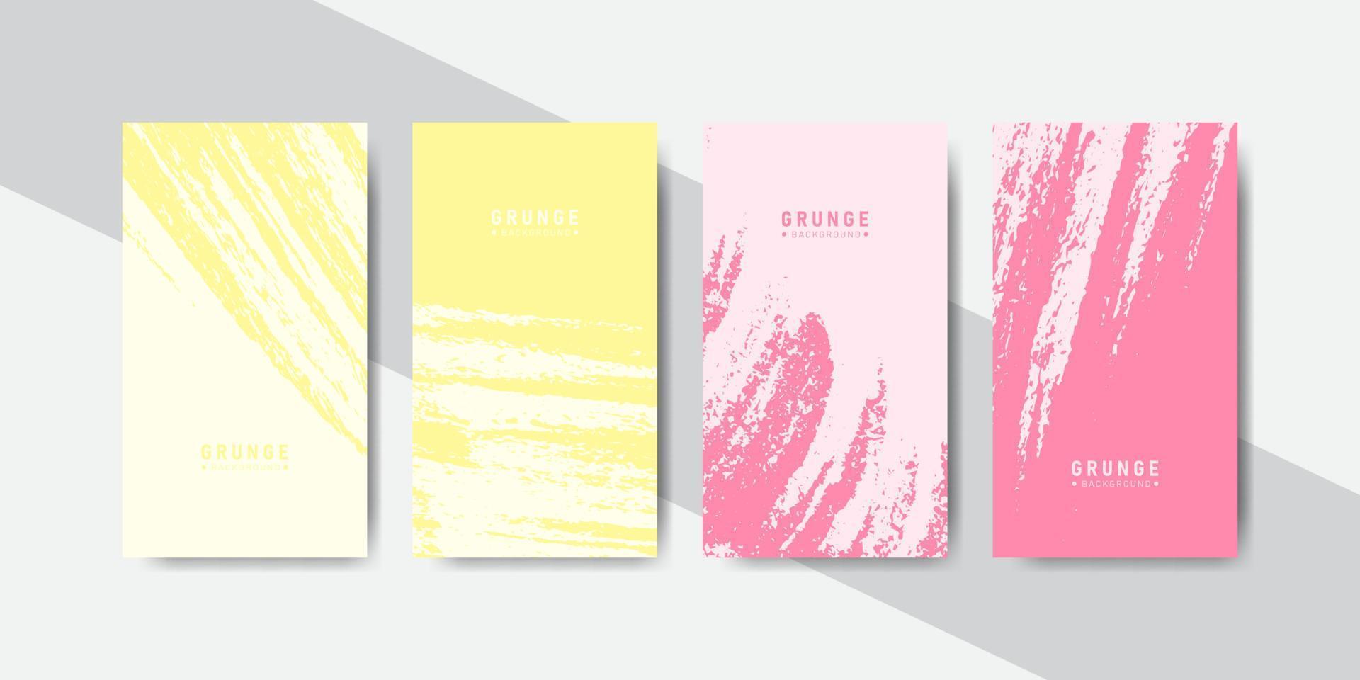 yellow and red pastel colors abstract grunge banners collection for social media template stories vector
