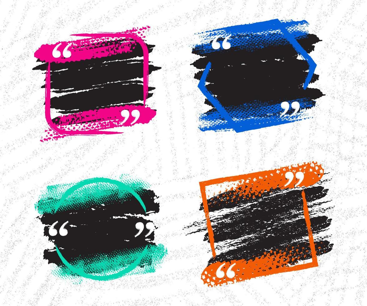 Colorful quotes boxes template in geometric shapes grunge style vector