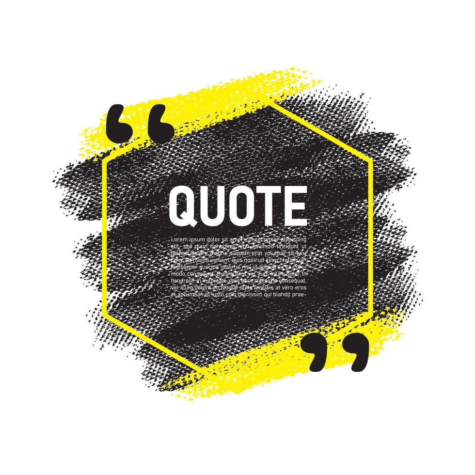 Modern communication quote frame on white with abstract yellow and black brush stroke vector
