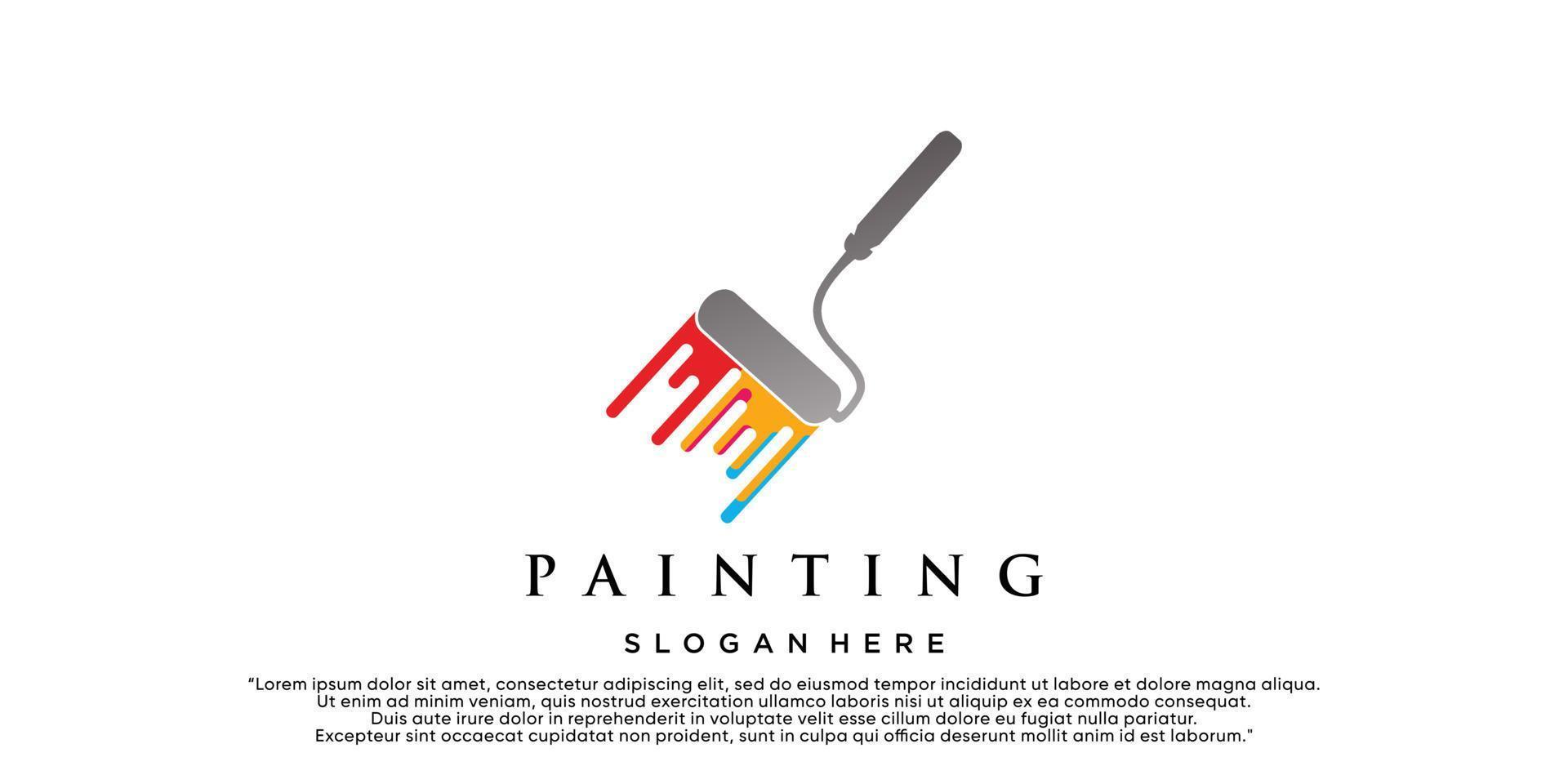 Painting logo design renovation icon, painting home services icon,full color and unique Premium Vector